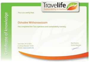 Travelife Tour Operators and Sustainability certificate supporting responsible and sustainable Sri Lanka tours