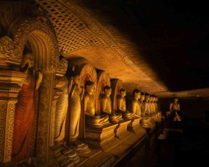 Dambulla Cave Temple in Sri Lanka with ancient Buddha statues and historic cave murals